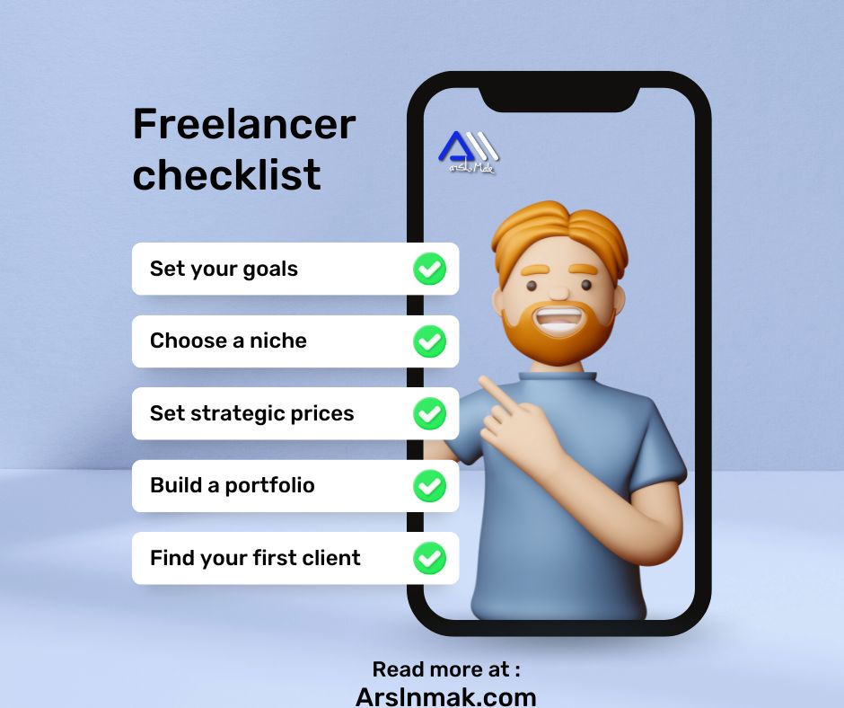 Blue 3D Modern Freelancer Tips Checklist Facebook Post